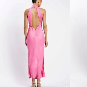 Meshki Claire Satin Drape Back Maxi Dress - Pink Size S